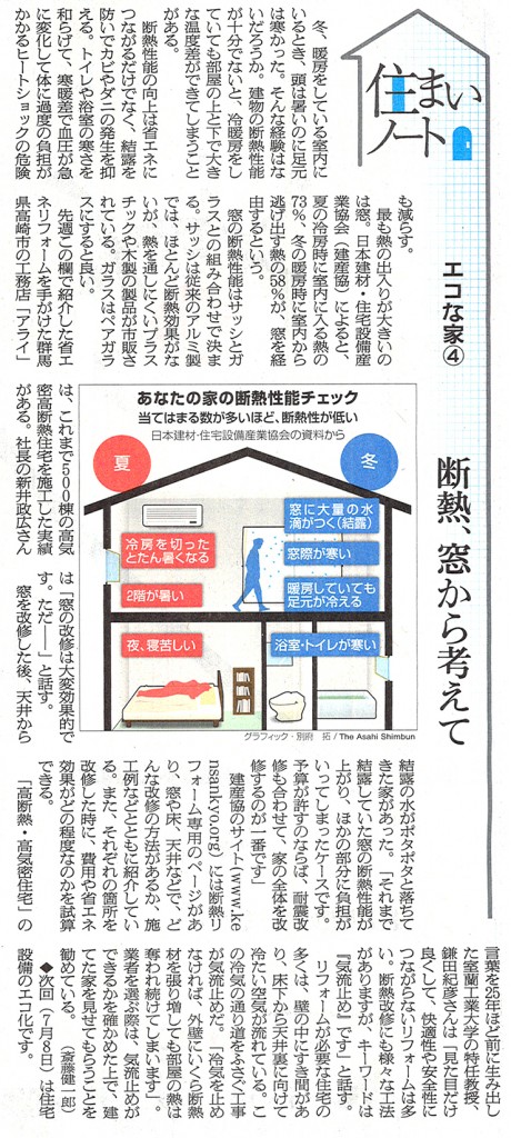 朝日新聞7/1号に掲載されました。